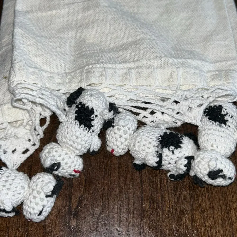 New Kraftefield Kitchen Floursack hand Towels featuring hand-crocheted cows